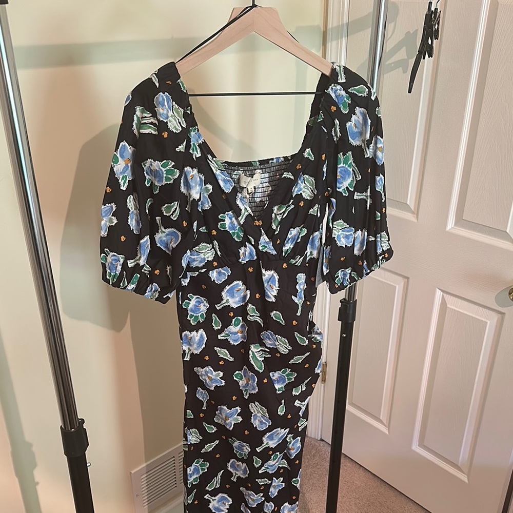 MELLODAY Black Floral Midi Dress